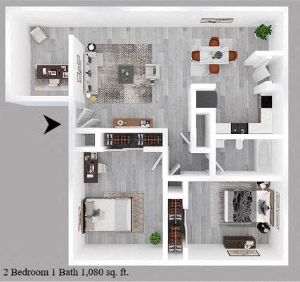 2-bedroom floor plan.